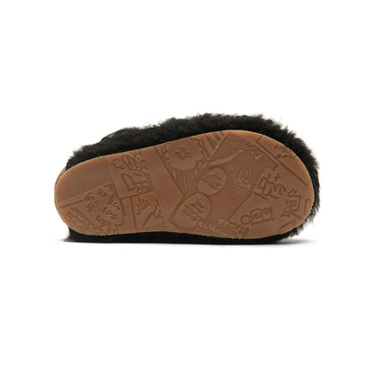 Boys & Girls Black Slippers With Ankle Strap