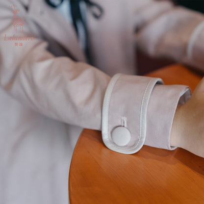 女童裸粉色短款风衣裙