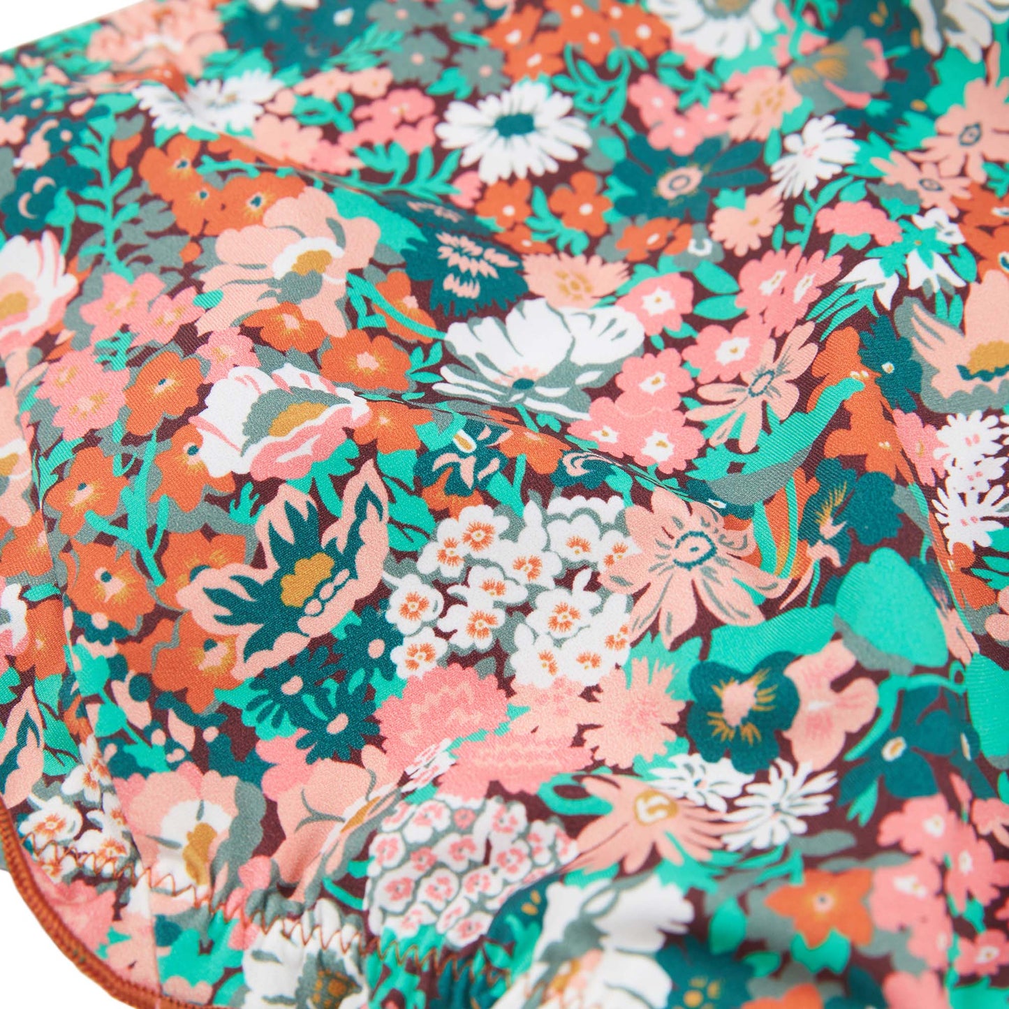 女童绿色碎花泳装