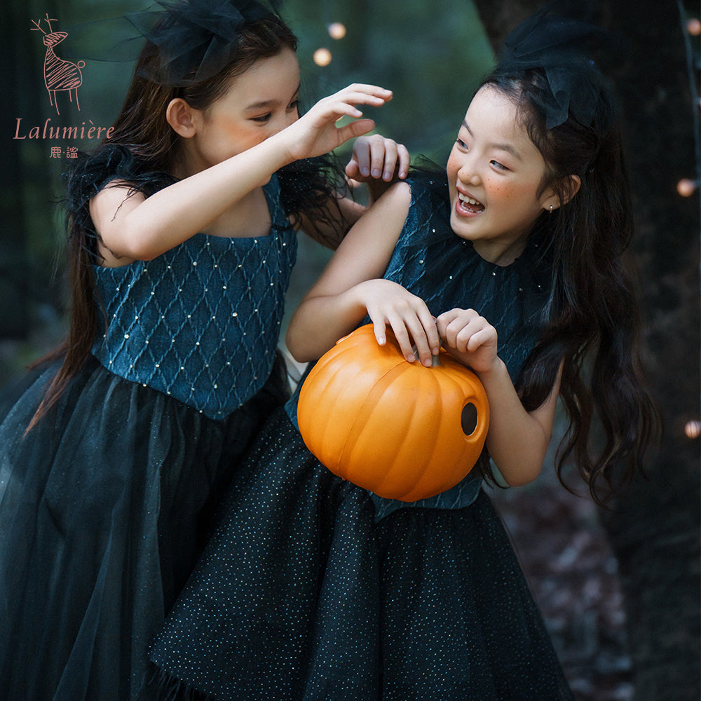 女童牛仔羽毛吊带裙