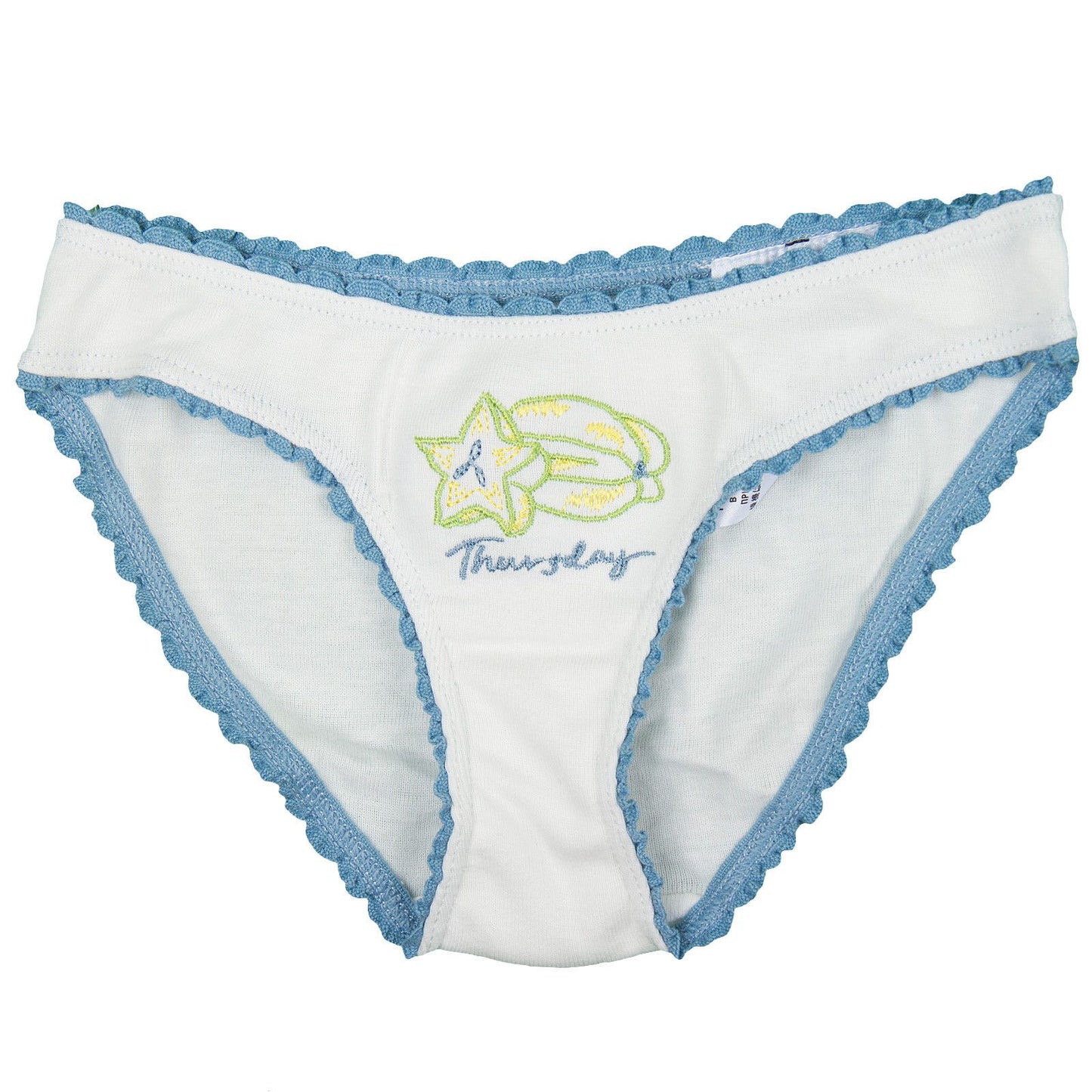 Peonie Girls 7 Pack White Organic Cotton Knickers Gift Set With Fruit Print