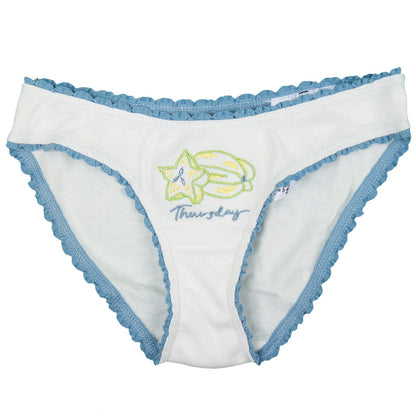 Peonie Girls 7 Pack White Organic Cotton Knickers Gift Set With Fruit Print