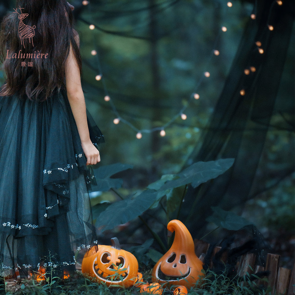 女童黑色珠绣礼服裙