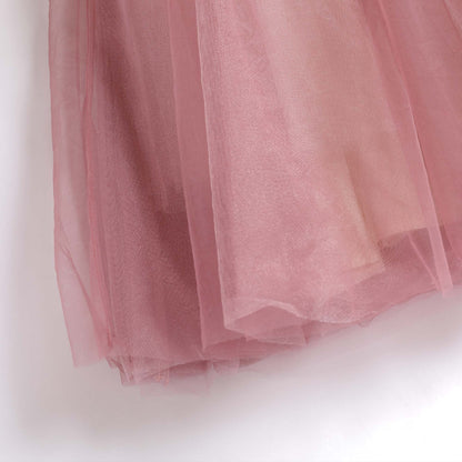 女童紫色立褶钉珠礼服裙