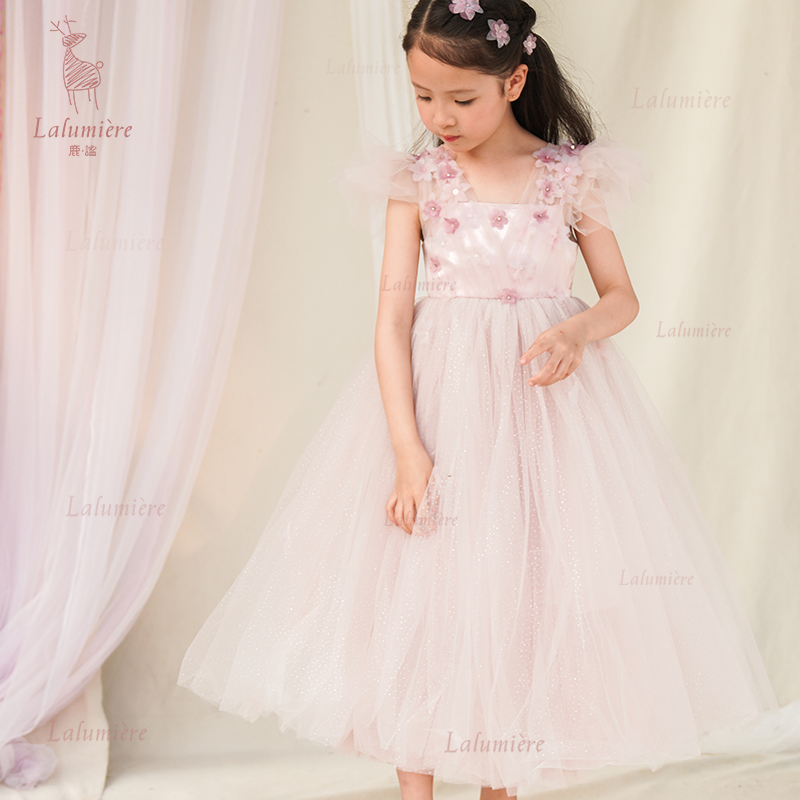 女童粉色花语公主礼服裙
