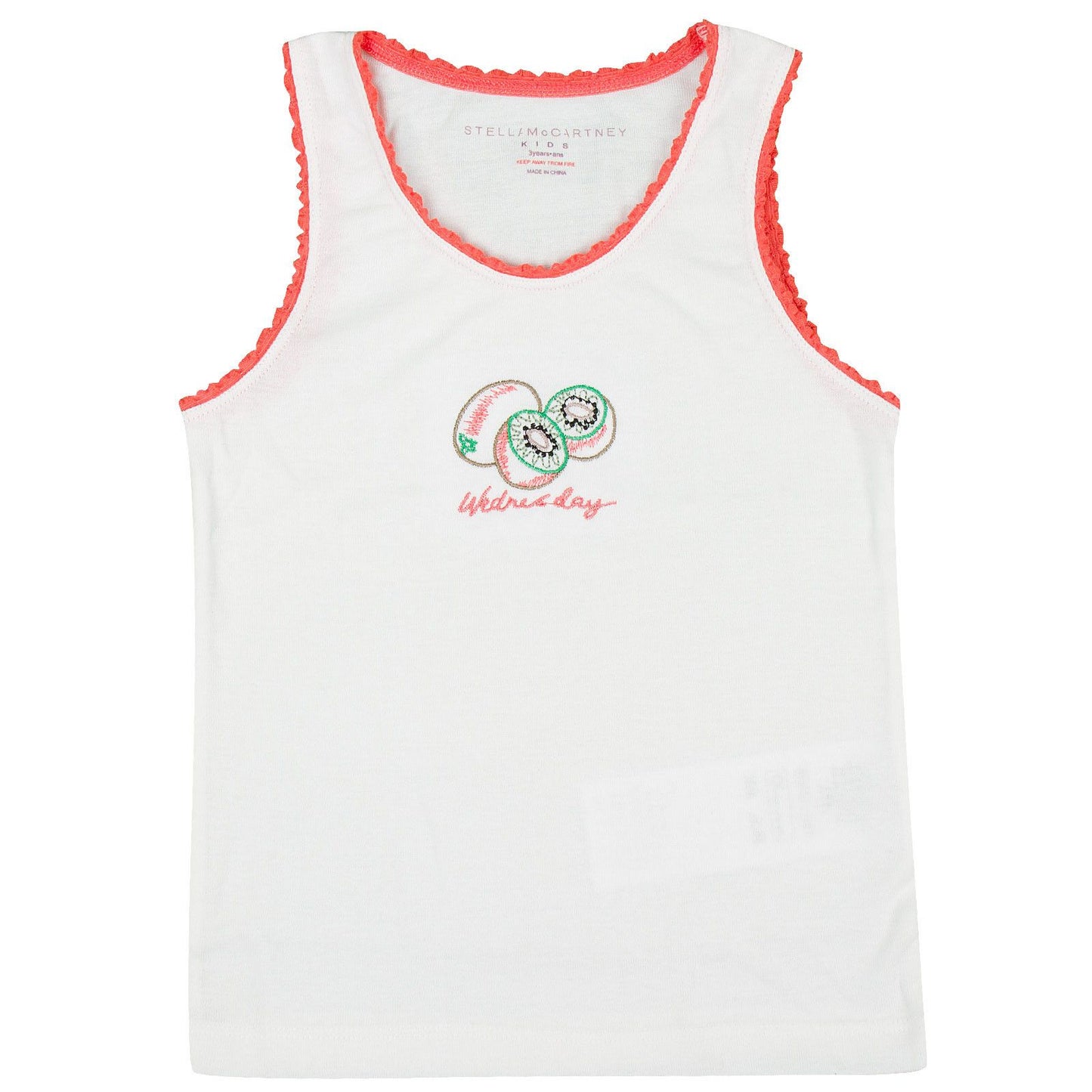 Clementina Girls 7 Pack White Organic Cotton Vests Gift Set With Fruit Print