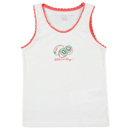 Clementina Girls 7 Pack White Organic Cotton Vests Gift Set With Fruit Print