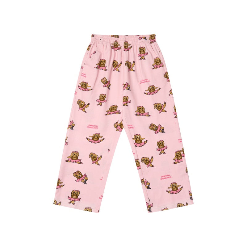 亲子款粉色噗噗棉小狗长裤