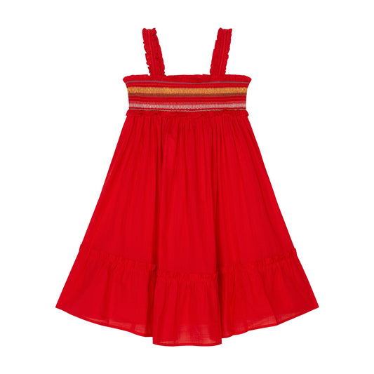 女童红色棉连衣裙