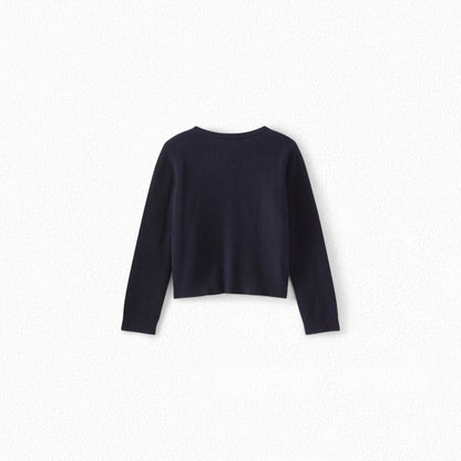 女童藏青色Logo羊绒开衫