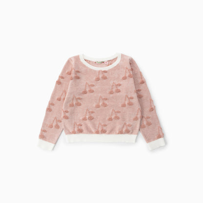 女童粉色Logo棉毛衣