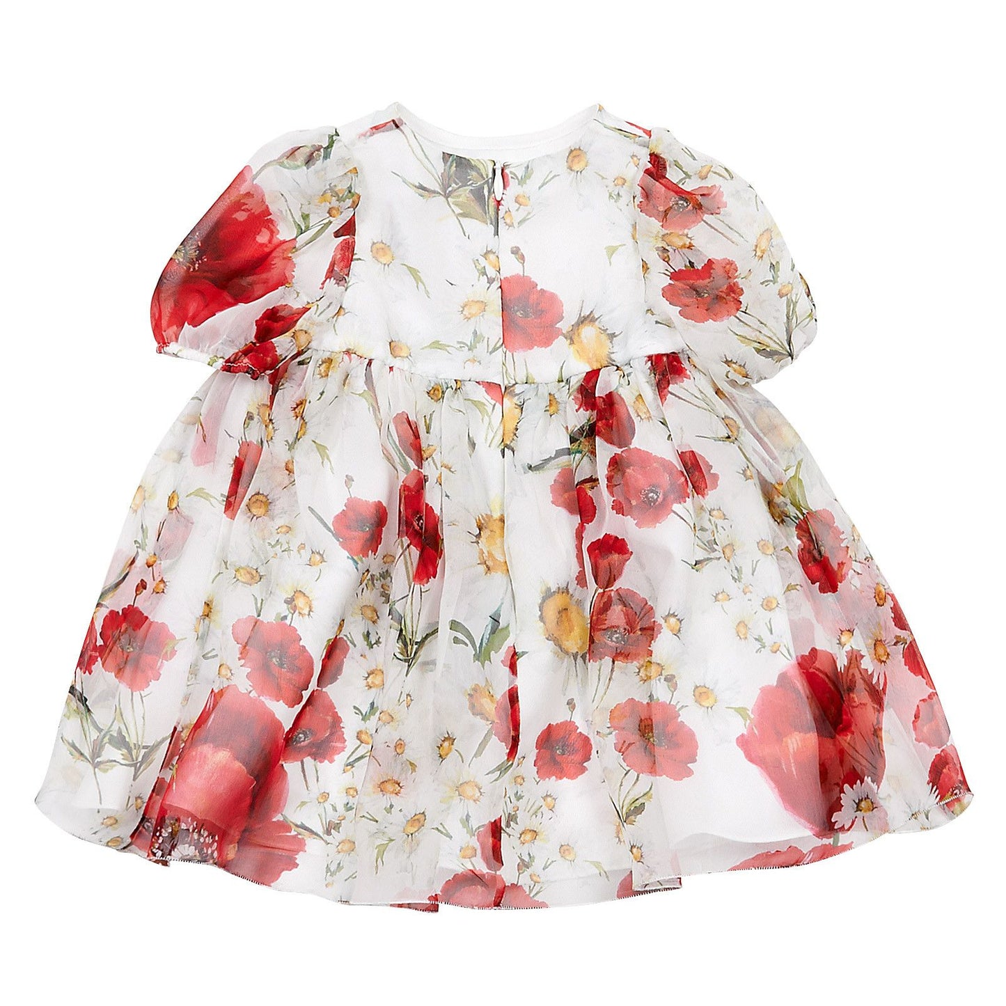 Baby Girls White Flower Printed Silk Chiffon Dress