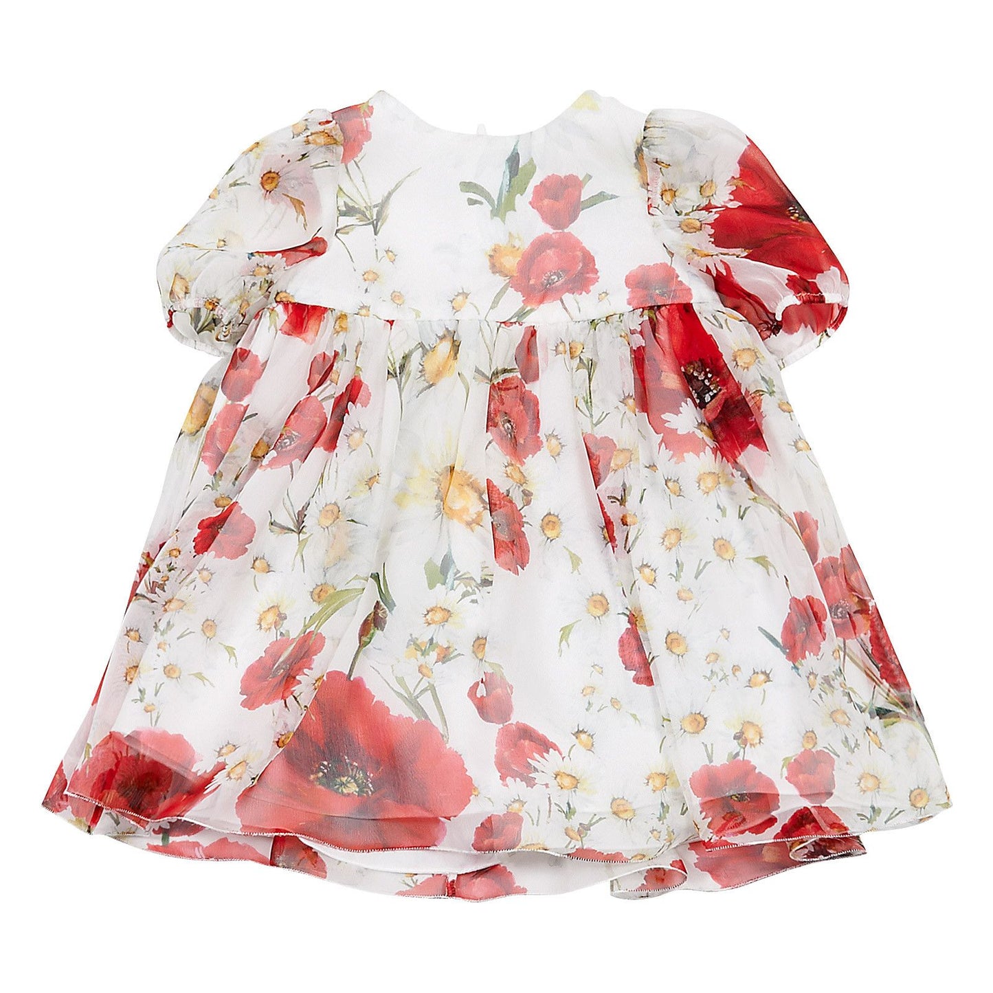 Baby Girls White Flower Printed Silk Chiffon Dress