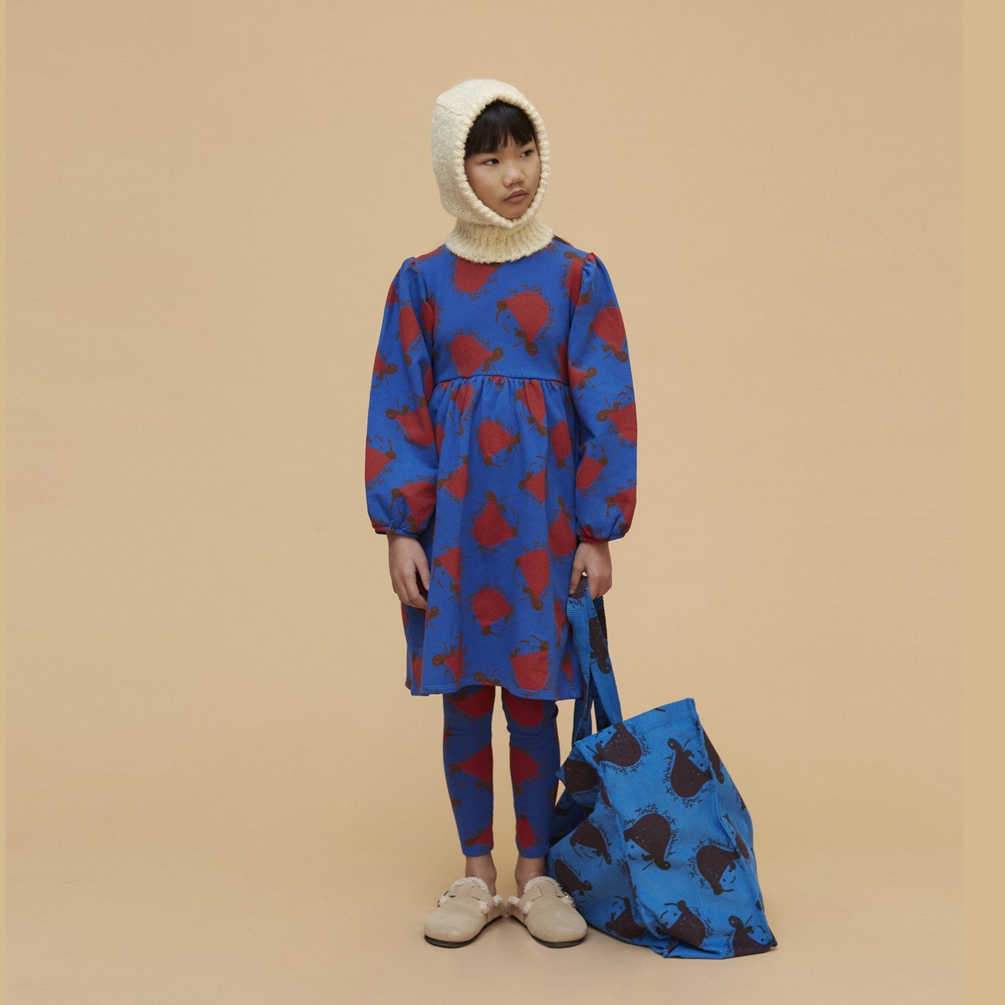 女童蓝色印花连衣裙