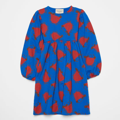 女童蓝色印花连衣裙