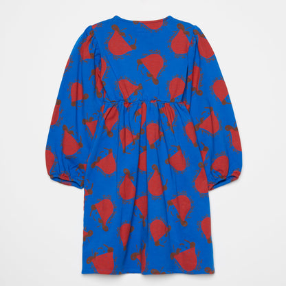 女童蓝色印花连衣裙