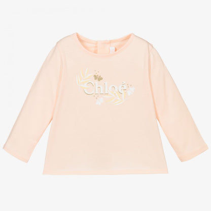 婴儿淡粉色Logo棉上衣