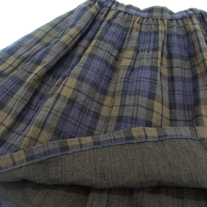 女童藏青色格子棉短裙