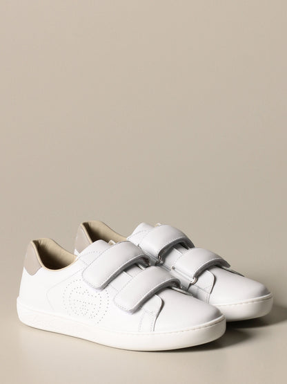 Boys & Girls White Calf Skin Sneakers