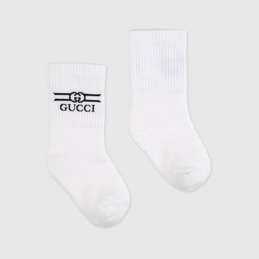 Boys & Girls White Logo Cotton Socks