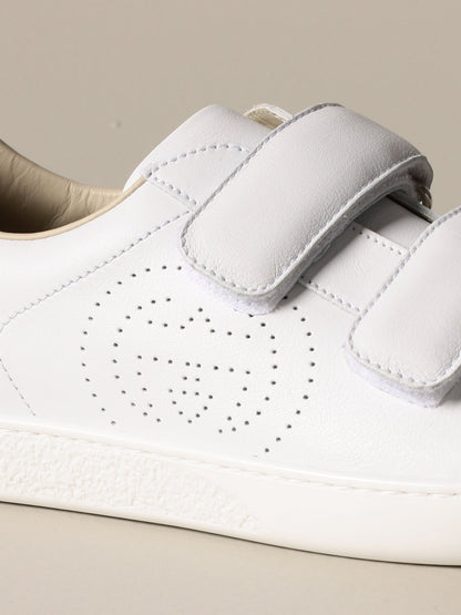 Boys & Girls White Calf Skin Sneakers