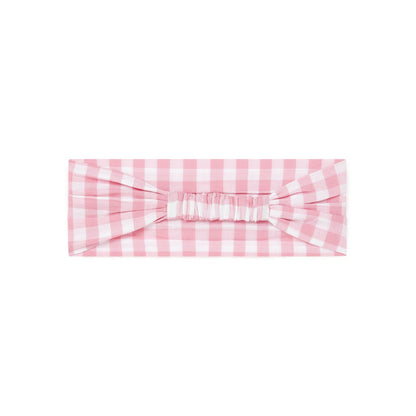 女童粉色格子发带