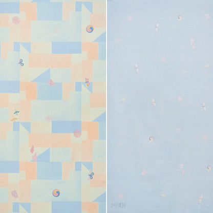 粉蓝拼接印花游泳浴巾(130x70cm)