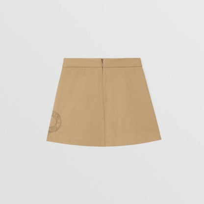 女童米色Logo棉短裙