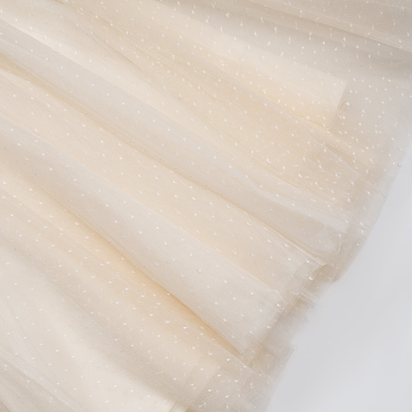 女童香槟色荷叶边礼服纱裙