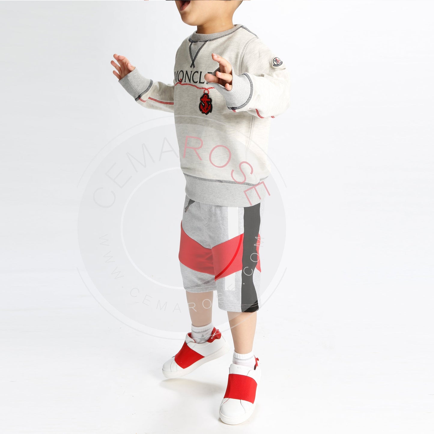 Girls White & Red Cuir  Shoes