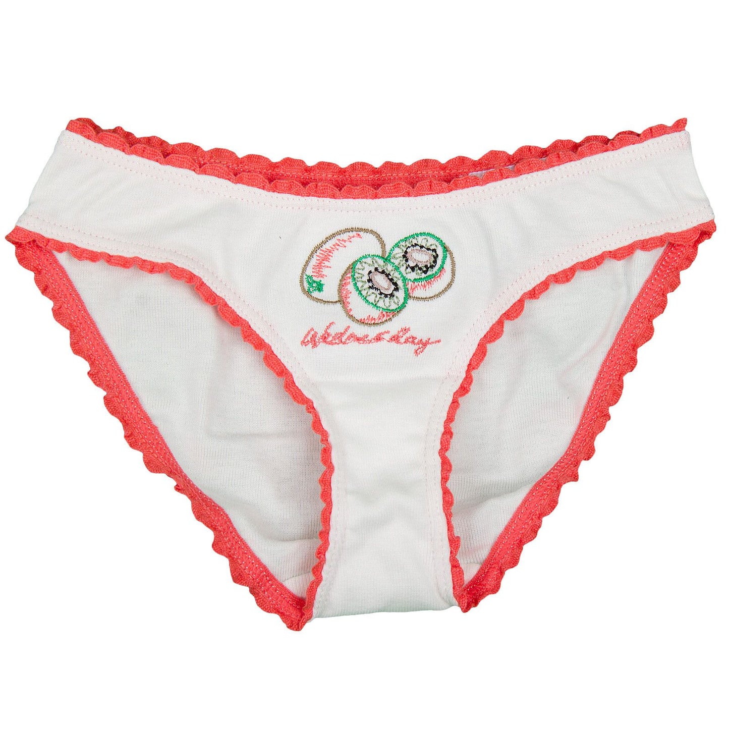 Peonie Girls 7 Pack White Organic Cotton Knickers Gift Set With Fruit Print