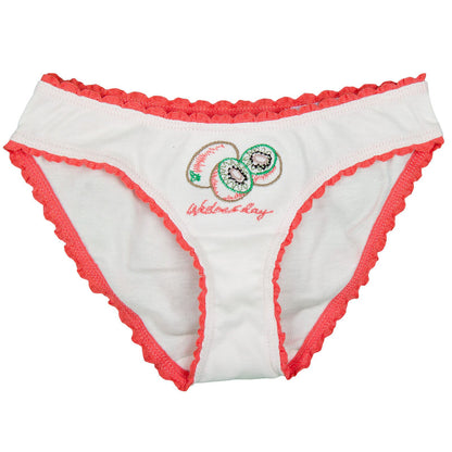 Peonie Girls 7 Pack White Organic Cotton Knickers Gift Set With Fruit Print