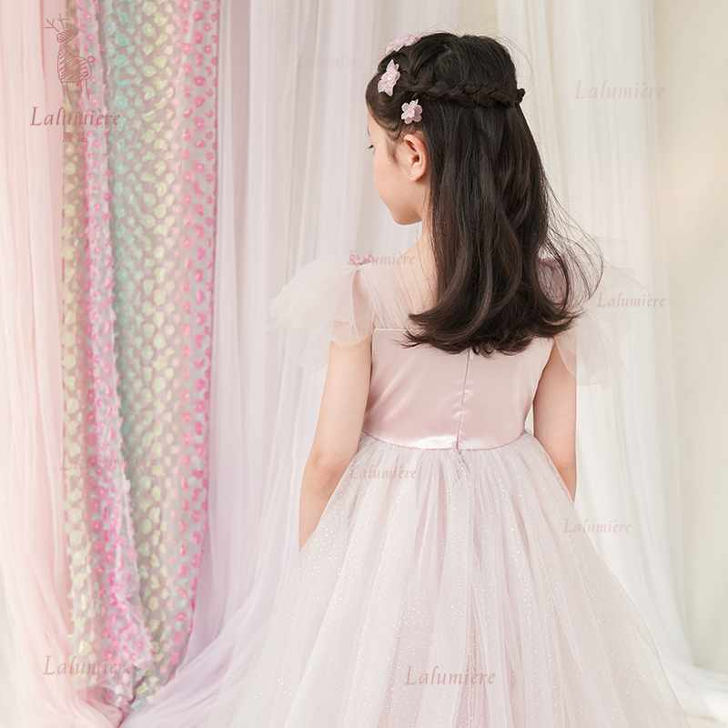 女童粉色花语公主礼服裙