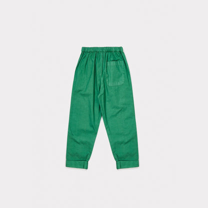 Boys & Girls Mid Green Cotton Woven Trousers