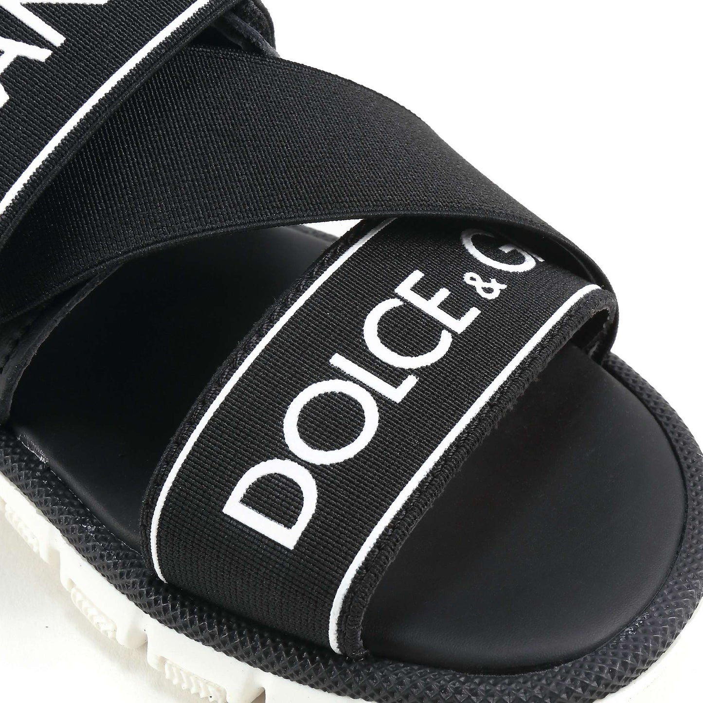 Girls & Boys Black Logo Sandals
