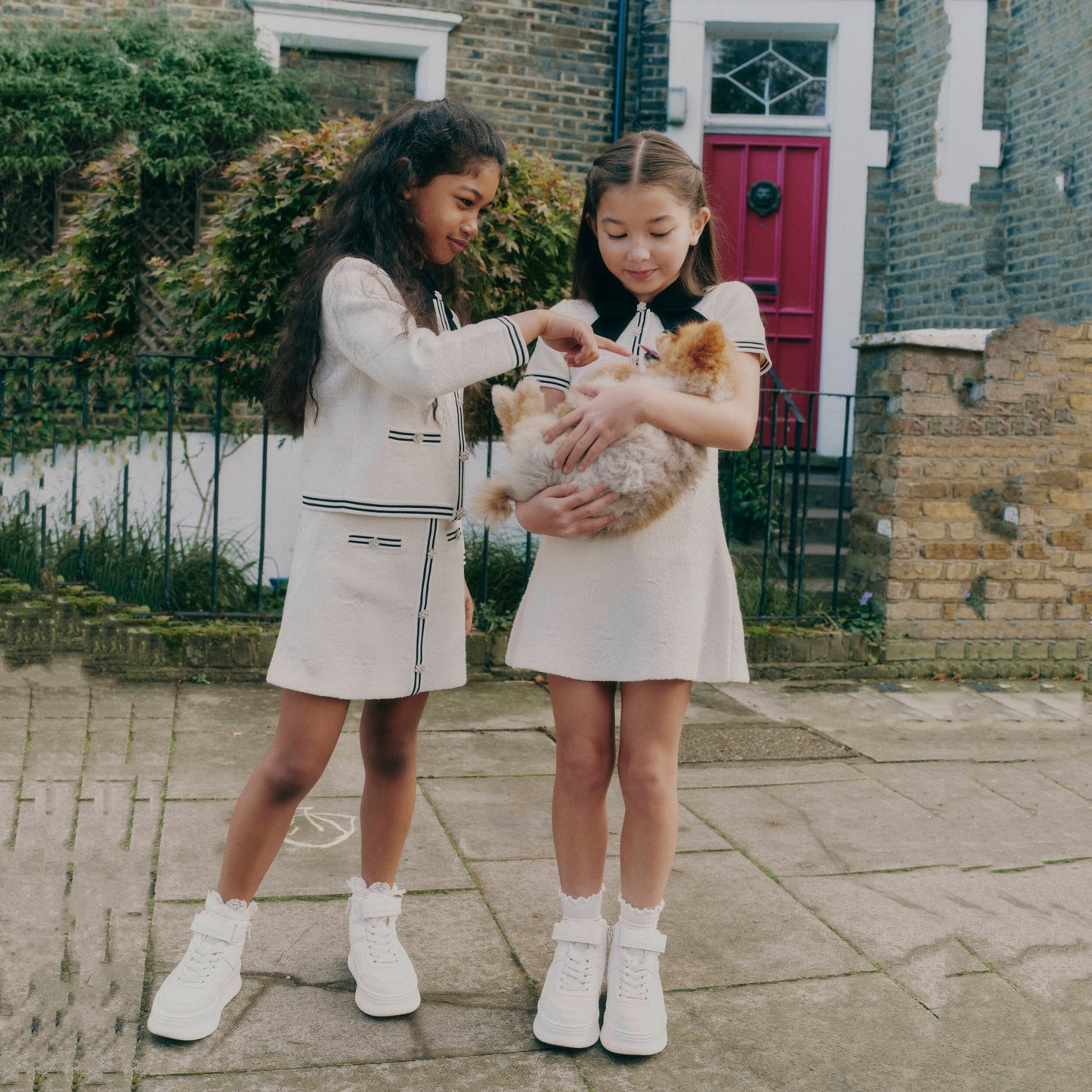 女童白色提花针织短裙