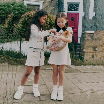 女童白色提花针织短裙