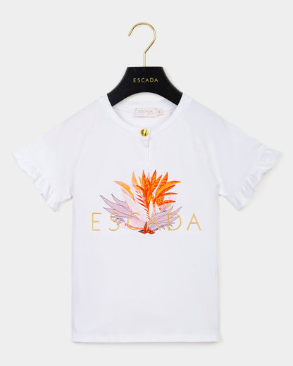 Girls Embroidered Logo T-Shirt in White