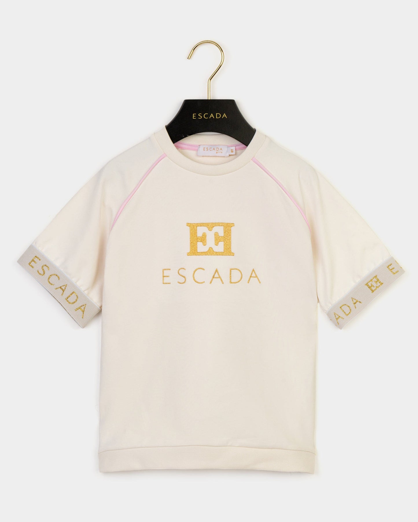 Girls Embroidered Logo T-Shirt in Ivory