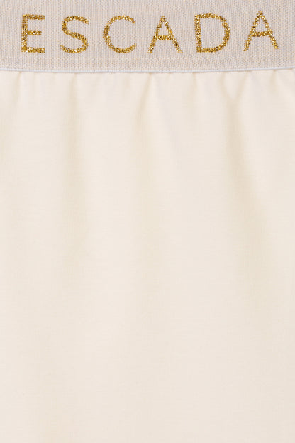 Girls Embroidered Logo Bottoms in Ivory