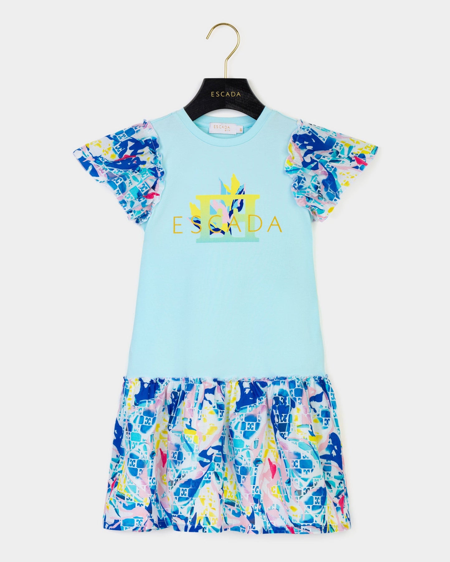 Girls Batiste Printed Dress in Blue