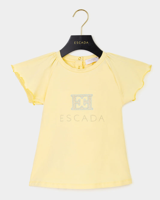 Girls Embroidered Logo Dress in Yellow