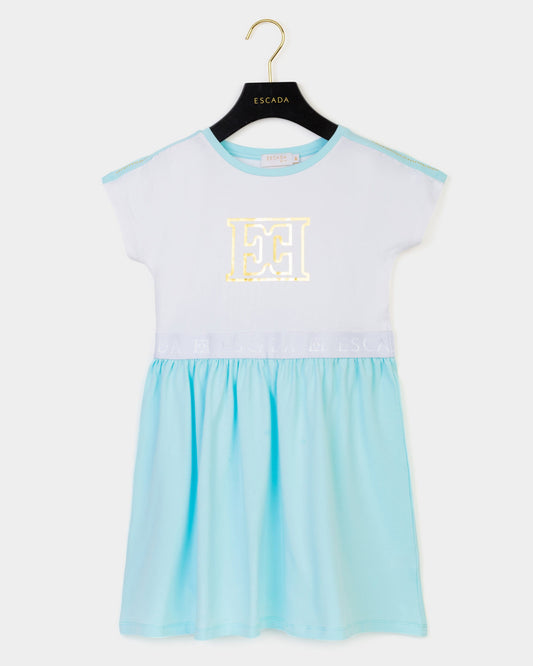 Girls Logo Print Dress in White