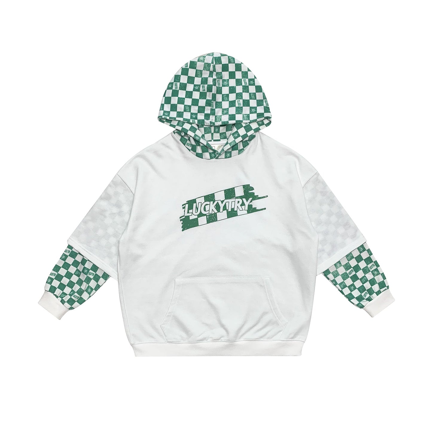 儿童绿色格子卫衣