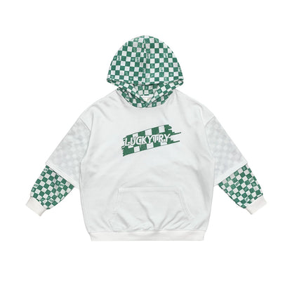 儿童绿色格子卫衣