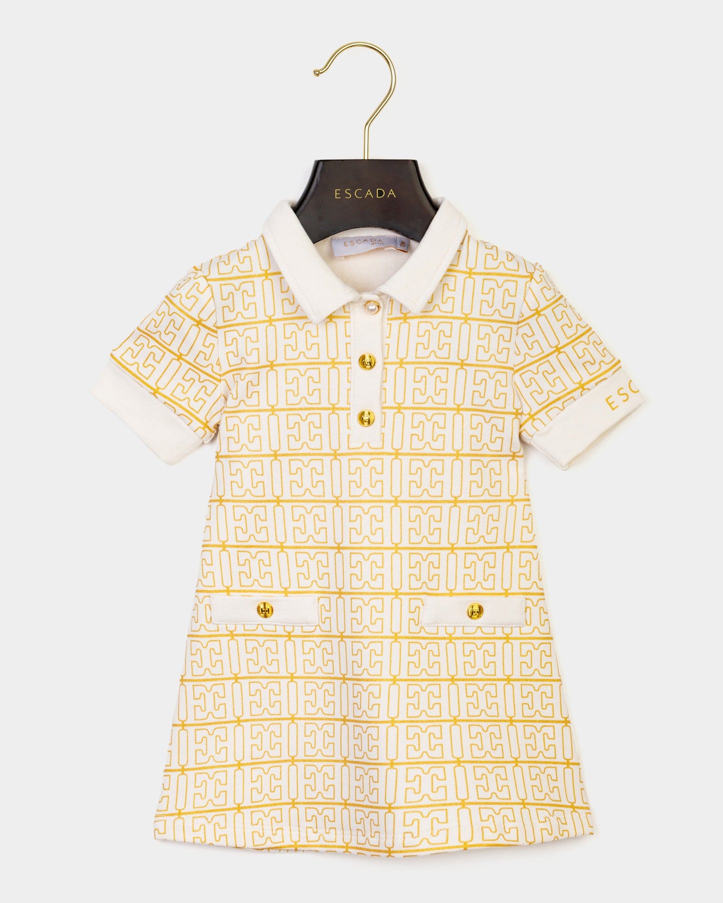 Baby Girls Logo Print Dress in Ivory