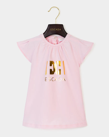 Baby Girls Logo Print Dress in Pink