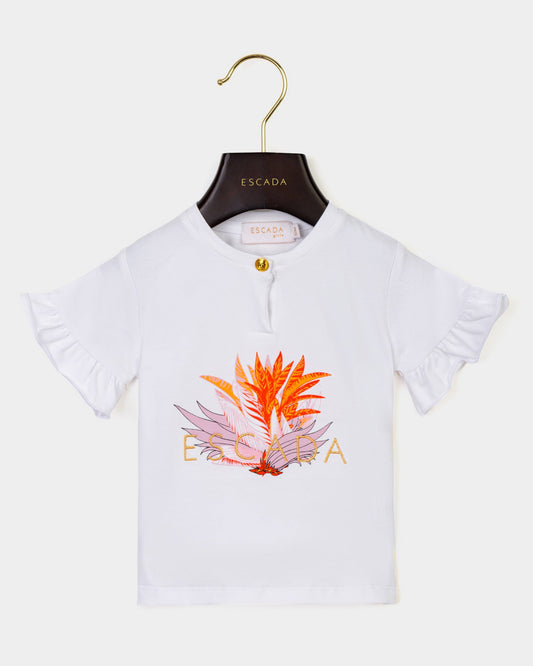 Baby Girls Embroidered Logo T-Shirt in White
