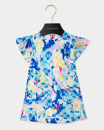 Baby Girls Batiste Printed Dress in Blue