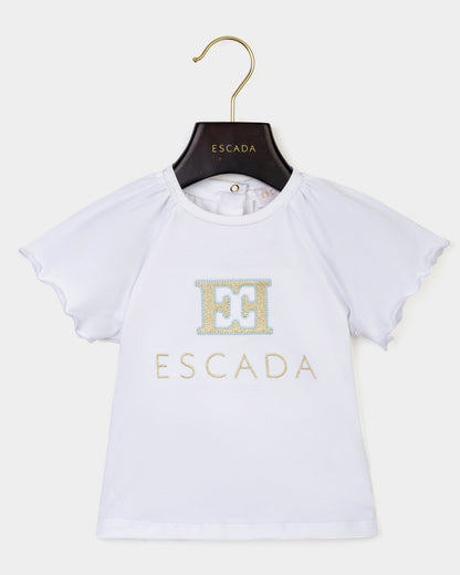 Baby Girls Embroidered Logo T-Shirt in White